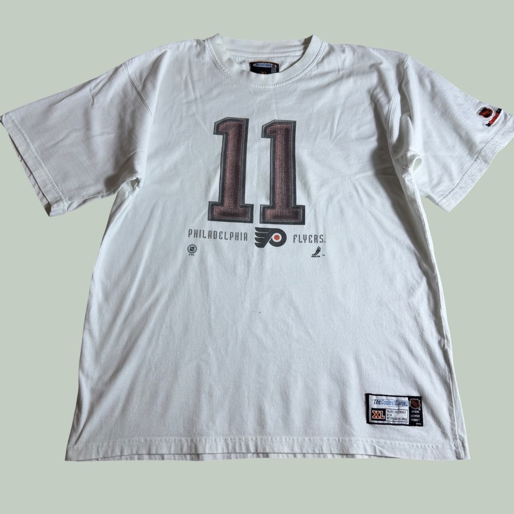 NHL Philadelphia Flyers T Shirt Mens XL White The Coolest Game Y2K Hockey No 11